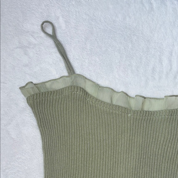 Olive Green Ribbed Camisole Top - Picture 4 of 12